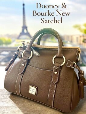 Dooney & Bourke Brown Leather Satchel - Crossbody 30 With Pocket | New